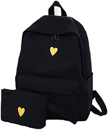 Canvas Backpack Printed Heart Students Laptop Girls School Bag