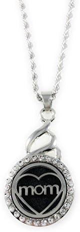 Snap Charm Pendant Necklace Mom Locket Aromatherapy Essential Oils Diffuser 18" Stainless Steel Chain 22mm Locket Charm Shown Included