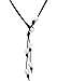 Cultured Freshwater Pearl Necklace White Beads on Black Genuine Leather Cord Strand Handmade Y-shaped Jewelry for Women Hand-knotted Lariat Necklace for Christmas Fashion Pendant Jewelry for Her