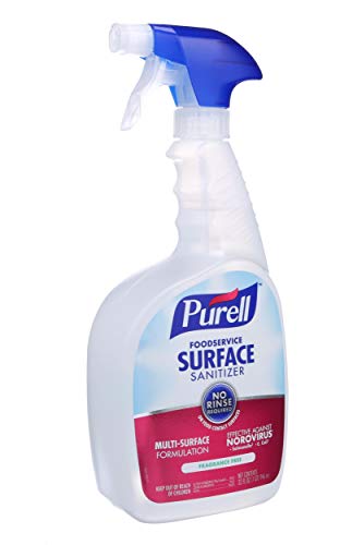 PURELL Foodservice Surface Sanitizer Spray, Fragrance Free, 32 fl oz Capped Bottle with Trigger Sprayer (Pack of 3) - 3341-03