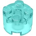 Classic Bulk Brick Block, Brick Round 2x2 with Axle Hole, 100 Piece Building Brick Bright Light Blue, Compatible with Lego Parts and Pieces 3941(Colour:Bright Light Blue)