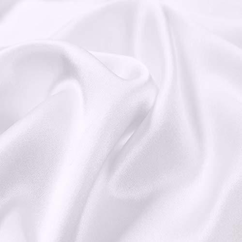 Ravmix 100% Pure Mulberry Slip Silk Pillowcase Standard Size 21 Momme 600 Thread Count Hair Skin Hidden Zipper, Hypoallergenic Soft Breathable Both Sides Silk Pillow Case, 20×26inch, White - Thumbnail 5