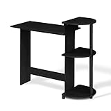 FURINNO Compact Computer Desk with Shelves, Round
