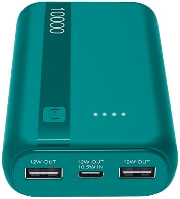 Batterie Externe Cellularline 10000 mAh avec USB-C in/Out + 2 Ports USB-A – Recharge Multiple et témoin LED – Bleu