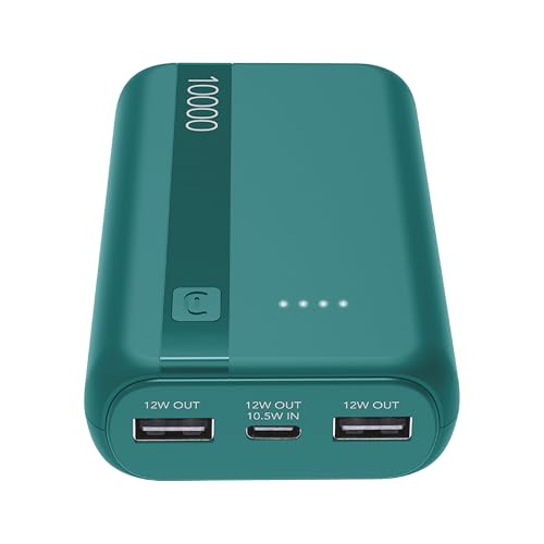 Power Bank 10000 mAh con USB-C In/Out + 2 Porte USB-A - Ricarica Multipla e LED Indicatore - Verde
