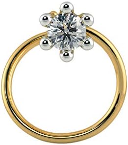 Dividiamonds 0.03 Cts Round Simulated White Diamond Women's Ixia Nose Pin In 9ct Yellow Gold Plated 925
