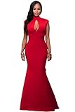 OUR WINGS Women Fashion Red High Neck Ruffle Back Ponti Gown
