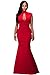 OUR WINGS Women Fashion Red High Neck Ruffle Back Ponti Gown