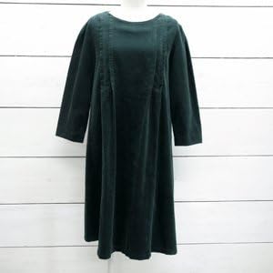 Amazon シャンブルドゥシャーム Chambre De Charme 16wコール天タックワンピース グリーン ワンピース チュニック 通販