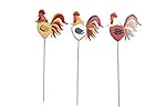 Y&K Decor Home Decor Garden Rooster Family Yard Stake Set of 3