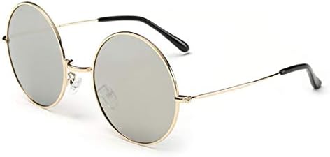 Lightpurple Round Mental Sunglasses for Men Women Cycling Running Driving Fishing Golf Round Retro Circle Style Sunglasses Colored Metal Frame (Color : Gray)