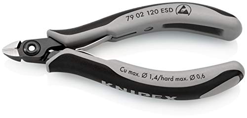 Knipex Präzisions-Elektronik-Seitenschneider ESD brüniert, mit Mehrkomponenten-Hüllen 120 mm 79 02 120 ESD – Bild 3