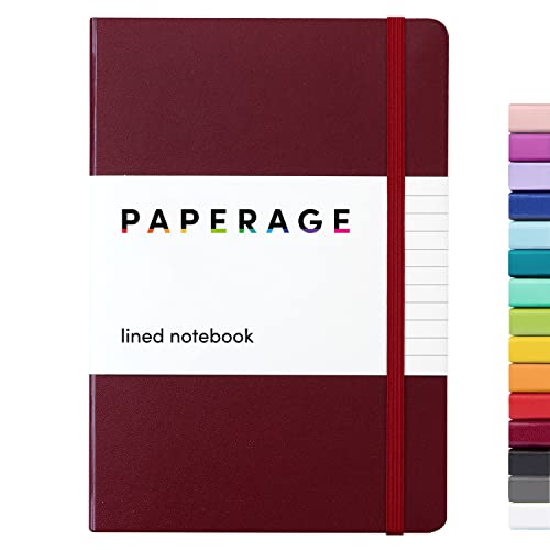 PAPERAGE Lined Journal Notebook, (Burgundy), 160 Pages, Medium 5.7