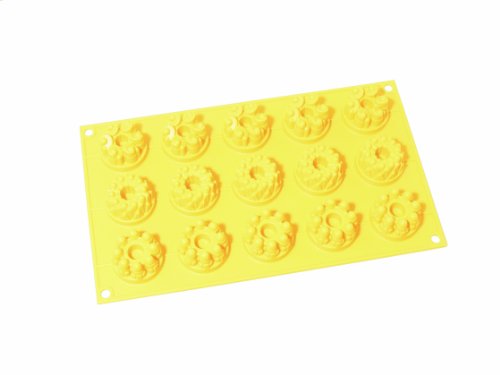 RBV Birkmann 15-Cavity Silicone Baking Mold Historica, Gugelhupf Ring Cakes, Yellow