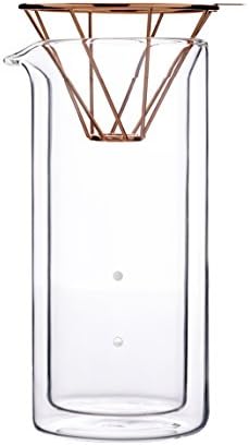 Pour Over Coffee Dripper and 2 Cup Carafe by Toast Living - 300 ML Double Vacuum Insulated Boro-Silicate Glass Coffee Carafe Set with Copper Wire Funnel for Premium Coffee (10 oz)