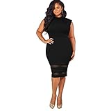Anboo Women Plus Size Design Solid Sleeveless Gauze Splice Mini Dress