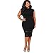 Anboo Women Plus Size Design Solid Sleeveless Gauze Splice Mini Dress