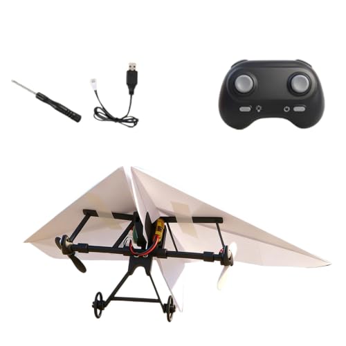 Kit de avión de papel RC para armar | Avión eléctrico de control remoto con estabilizador giroscópico y hélices dobles, diseño de alto rendimiento, sistemas de recreación para aventuras al aire libre
