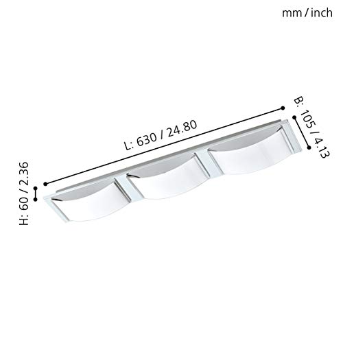 EGLO LED Deckenleuchte Wasao 1, 3 flammige Wandlampe Bad, Badezimmer Lampe aus Edelstahl in Chrom und lackiertem Glas in… – Bild 6