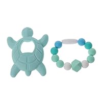 CHBC 2Pcs Turtle Silicone Teether Nursing Bracelet Set Teething Toy (Green)