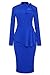 Womens Business Dress One Piece Suit Long Sleeve Tie Neck Peplum Top Bodycon Skirt Office Ladies Navy XL