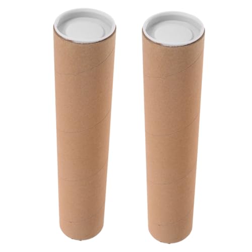 HOMSFOU 2pcs Kraft Mailing Tubes Caps Cardboard Storage for Posters Art Prints Important Documents for Shipping Projects Round Design Inner Diameter