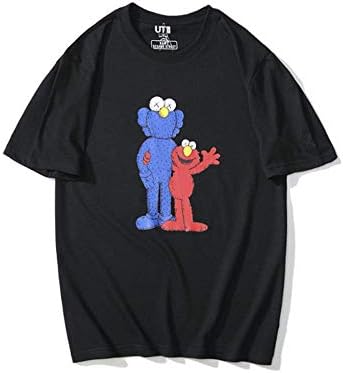 KAWS Sesame Street Cartoon Printed Cotton Short Sleeve T-Shirt for Men/Women