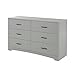 South Shore Step One 6-Drawer Double Dresser, Soft Gray with Matte Nickel Handles