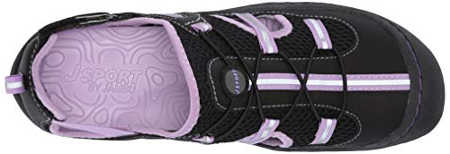 JSport by Jambu Women's Bleeker Fisherman Sandal, Black/Lavender, 7 M US