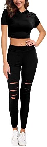 Womens Tracksuits 2 PCS Long Sleeve Velour Hoodies and Pants Set Sweatsuits Solid Color