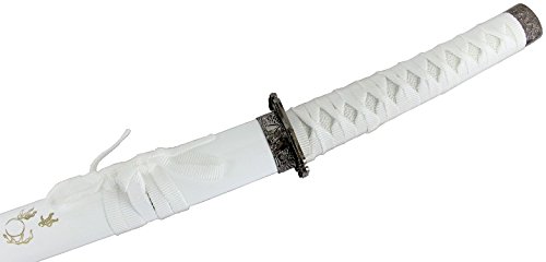 3 Pc White Dragon Design Samurai Katana Swords Set with Stand - Thumbnail 3