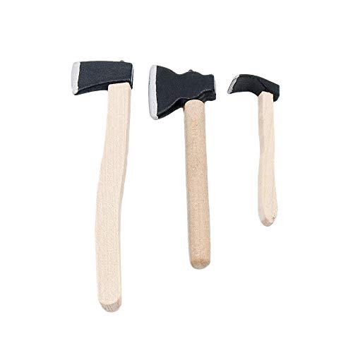 Odoria 1:12 Miniature 3PCS Felling Axe Set for Outdoor Dollhouse Fairy Garden Accessories