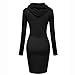 TOPUNDER Pullover Pocket Knee Length Slim Hoodie Dresses Casual Sweatshirt Dress Women