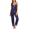 Dames Pyjama Satijn Zijde Tweedelige Luxe Pjs Sets Voor Vrouwen Off-Shoulder Top & Broek Nachtkleding Loungewear Set