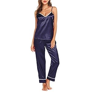 Dames Pyjama Satijn Zijde Tweedelige Luxe Pjs Sets Voor Vrouwen Off-Shoulder Top & Broek Nachtkleding Loungewear Set