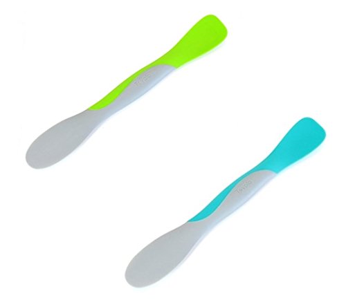 Scoop And Spread Multi Purpose Silicone Spreader - Green And Light Blue, Set Of 2