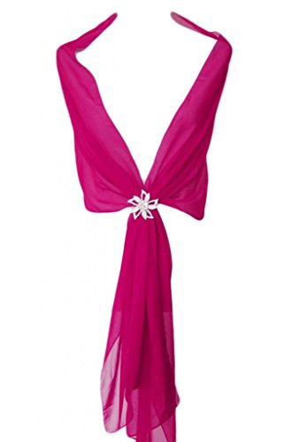 Alivila.Y Fashion Organza Soft Long Wrap Scarf Shawl-Hot Pink Chiffon-1669