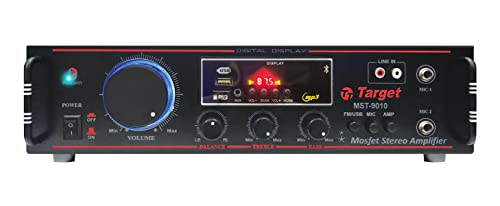 TARGET TT - MST 9010 HI POWERED STEREO SOUND 2.0 AMPLIFIER 5200 PAIR MOSFET WITH 100 WATTS RMS BT/FM/USB/MIC