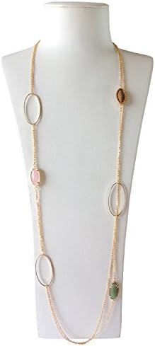 J shine Women Multi Created Gemstone Long Necklace &amp; 14k gold tone chain