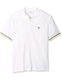 Lacoste S   S Polo de manga corta de piqué de 2 capas, ajustado, a rayas, para hombre