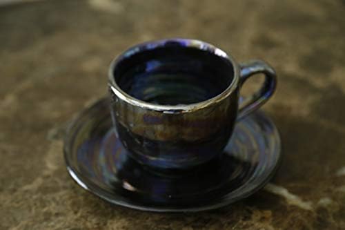 Saiphware's Organic Black Mother of Pearl Tea Cups and Saucer- Set of 6
