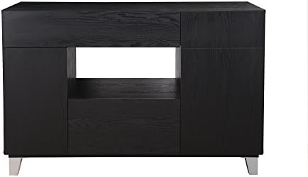 Ottmar 4 Seater Dining Room, Dining Room, Dining Room Buffet Display Cabinet Cabinet, Glass Display Cabinet Sideboard, Cabinet, Cupboard Buffet, Living Modern 120 x 41 x 81 cm, black oak I0002301DE