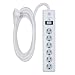 GE 6 Outlet Surge Protector, 10 Ft Extension Cord, Power Strip, 800 Joules, Flat Plug, Twist-to-Close Safety Covers, White, 14092 primary