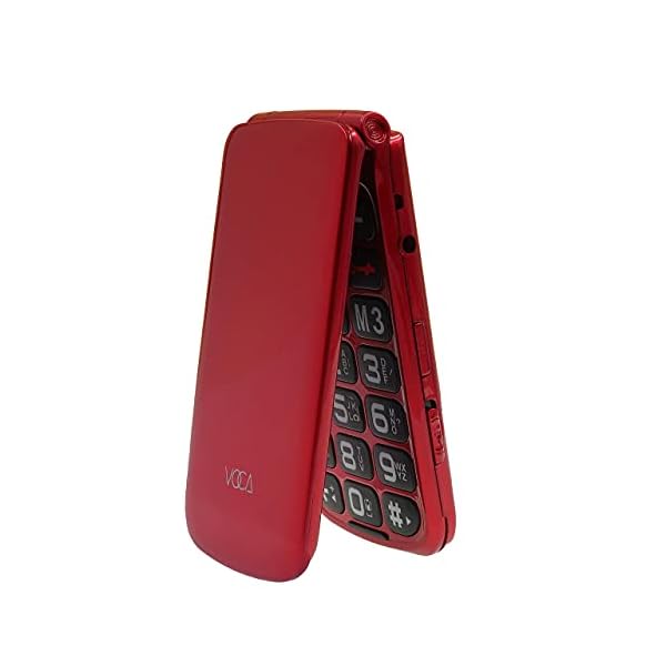 VOCA-V330-3G-Flip-Phone-Voice-Control-Big-Button-Simple-Easy-to-Use-Clamshell-Unlocked-SIM-Free-Senior-Red VOCA Big Button Mobile Phone for Seniors, Clamshell Phone, V330, Unlocked 3G, SOS Button, Speed Dial, and Charging…