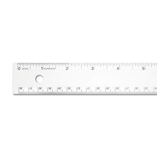 Alumicolor 1569-1 Aluminum Standard Straight Edge with Non-Slip Back, 6IN, Silver
