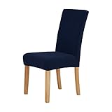 Deconovo Universal Dining Chair Covers Strench Navy Blue Water Resistant Seat Slip Covers, Set of 4