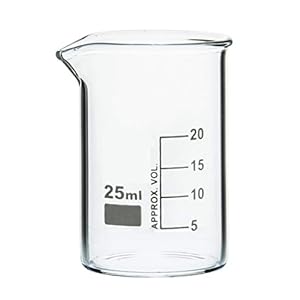 Aaradhya Traders Borosilicate Glass Beaker, with Graduation marks and spout, 25 ml