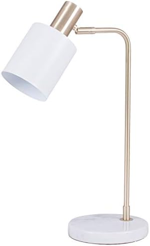 Pacific Lifestyle Table Lamp, Polished Brass/Painted White/White Marble