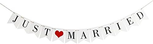 Betalala Just Married Banner Garland Bunting Sign Married Party Decoration Photo Props