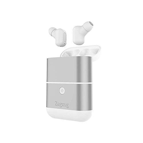 Zagzog Bluetooth Headphones Wireless V5.0 Noise-Cancelling Waterproof In-Ear Sport Earphones Portable Siri Support Built-In Mic Earbuds with 1600mah Charging Case and Powerbank for iOS Android
